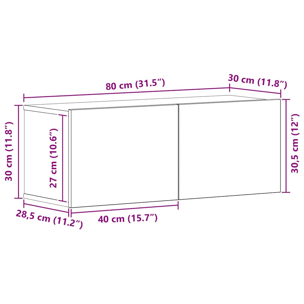 TV-Möbel-Set 4 pcs Schwarze Eiche 80 x 30 x 30 cm Holzwerkstoff