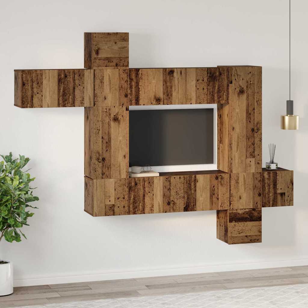TV-Möbel-Set 10 pcs Altholz 30,5 x 30 x 90 cm Holzwerkstoff