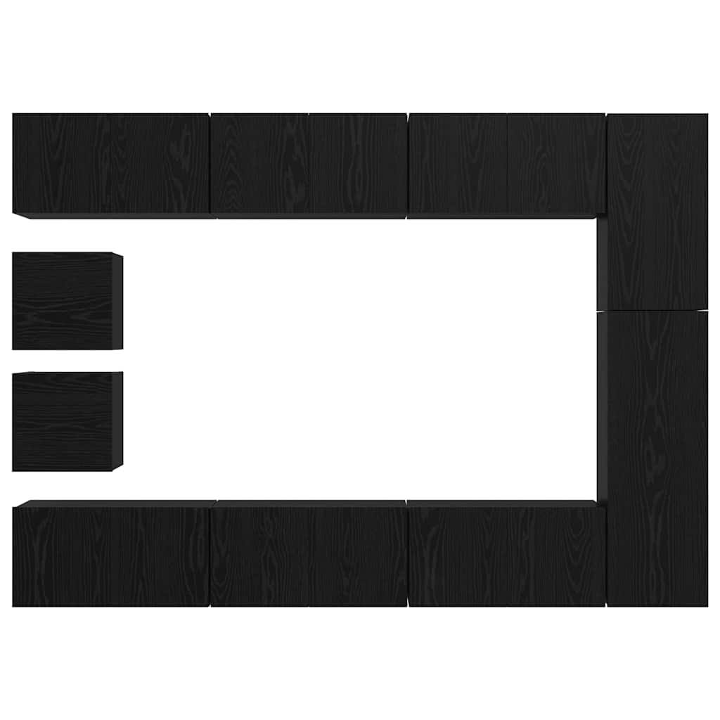 TV-Möbel-Set Wandmontiert 10 pcs Schwarze Eiche Holzwerkstoff