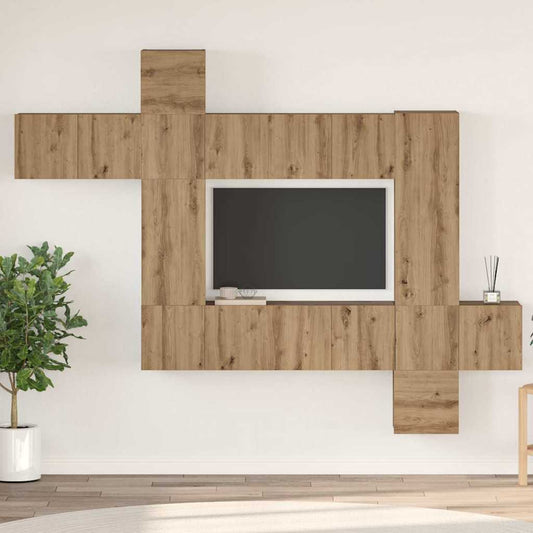 TV-Möbel-Set 10 pcs Eiche handwerklich 30,5 x 30 x 90 cm