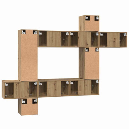 TV-Möbel-Set 10 pcs Eiche handwerklich 30,5 x 30 x 90 cm