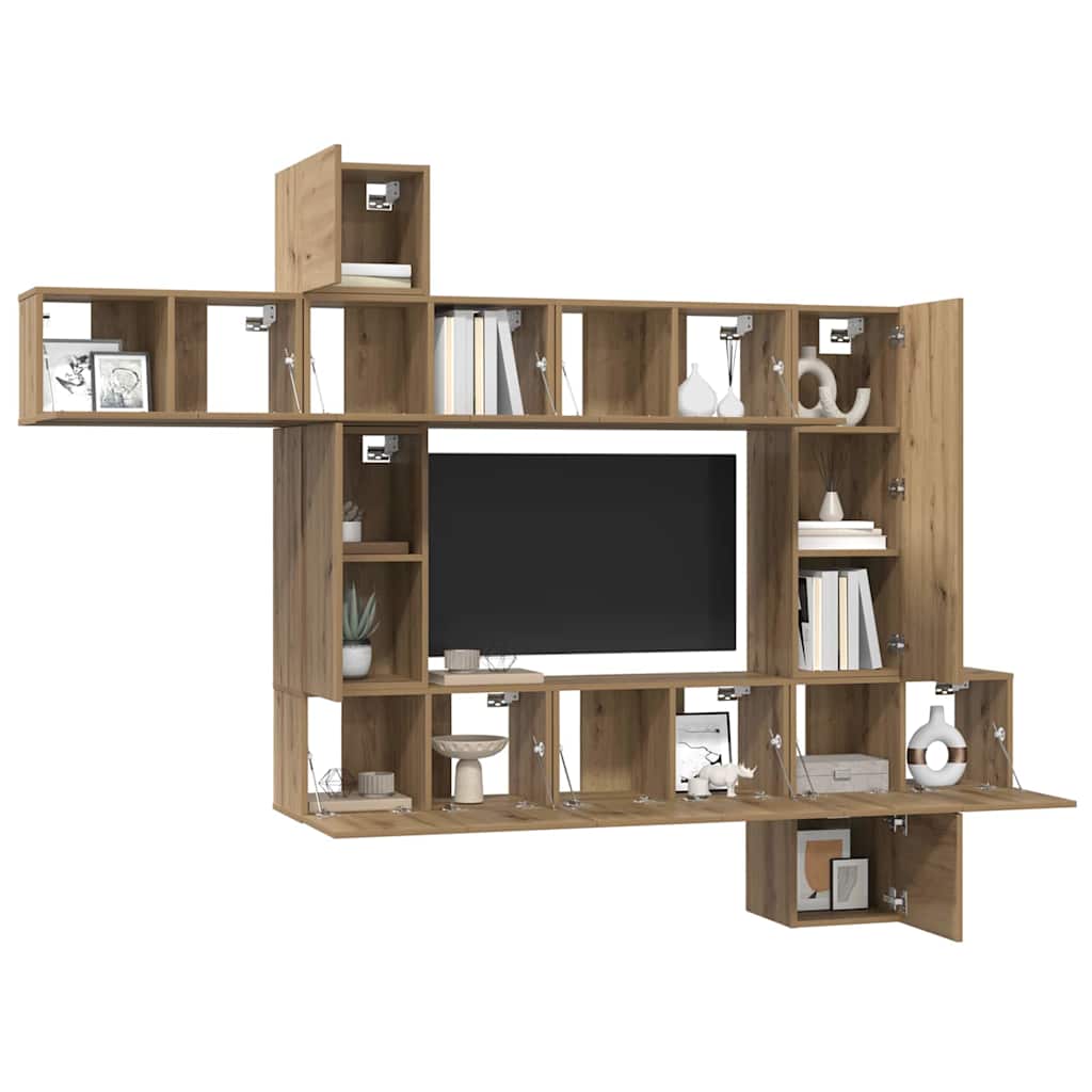 TV-Möbel-Set 10 pcs Eiche handwerklich 30,5 x 30 x 90 cm
