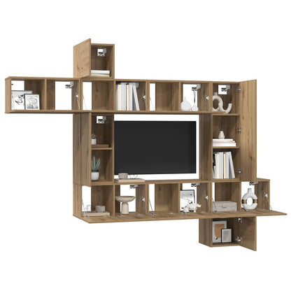 TV-Möbel-Set 10 pcs Eiche handwerklich 30,5 x 30 x 90 cm