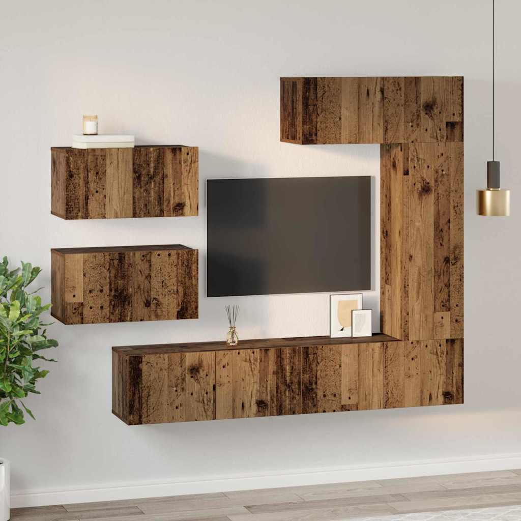 TV-Möbel-Set 6 pcs Altholz 30,5 x 30 x 90 cm Holzwerkstoff