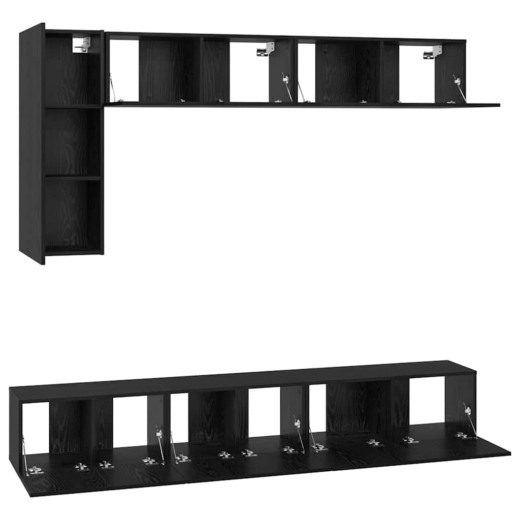 TV-Möbel-Set 6 pcs Schwarze Eiche 30,5 x 30 x 90 cm