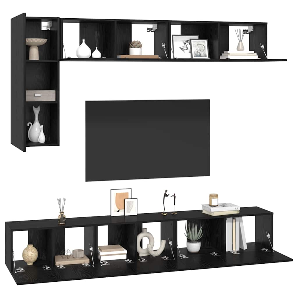 TV-Möbel-Set 6 pcs Schwarze Eiche 30,5 x 30 x 90 cm