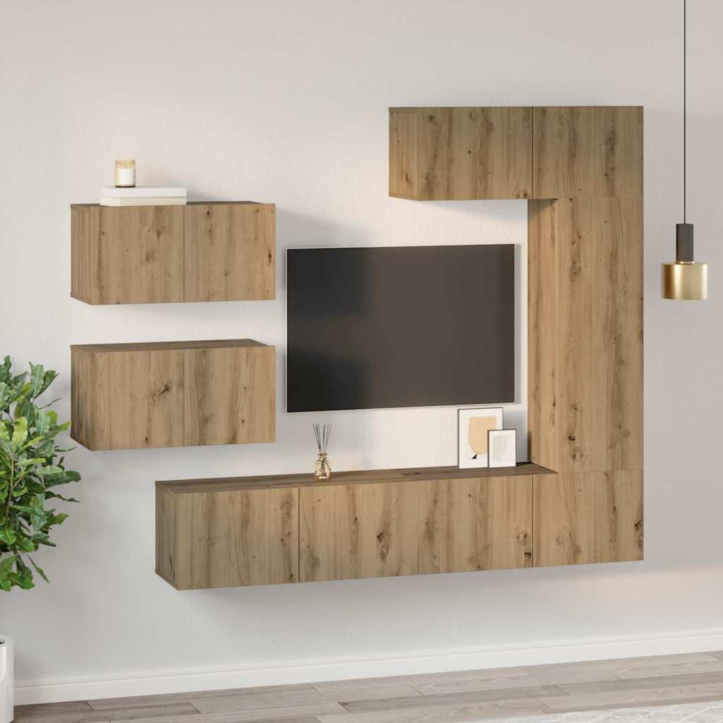 TV-Möbel-Set 6 pcs Eiche handwerklich 30,5 x 30 x 90 cm