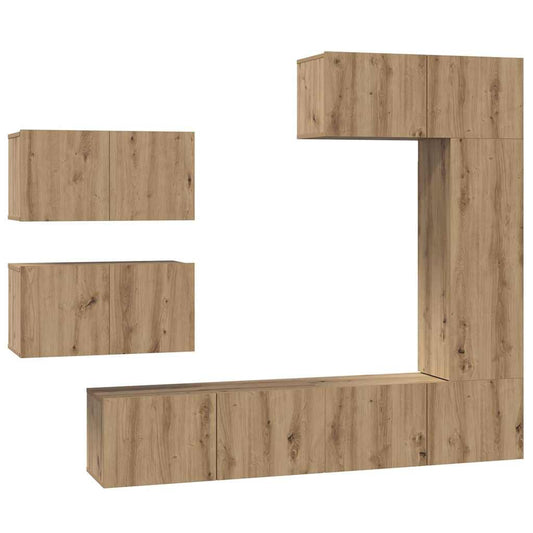 TV-Möbel-Set 6 pcs Eiche handwerklich 30,5 x 30 x 90 cm