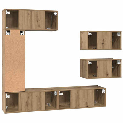 TV-Möbel-Set 6 pcs Eiche handwerklich 30,5 x 30 x 90 cm