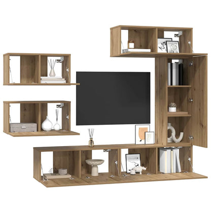 TV-Möbel-Set 6 pcs Eiche handwerklich 30,5 x 30 x 90 cm