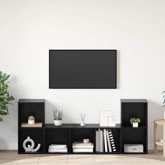 TV-Schränk 3 pcs Schwarz 107 x 35 x 37 cm Holzwerkstoff