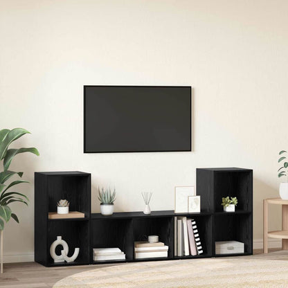 TV-Schränk 3 pcs Schwarz 107 x 35 x 37 cm Holzwerkstoff