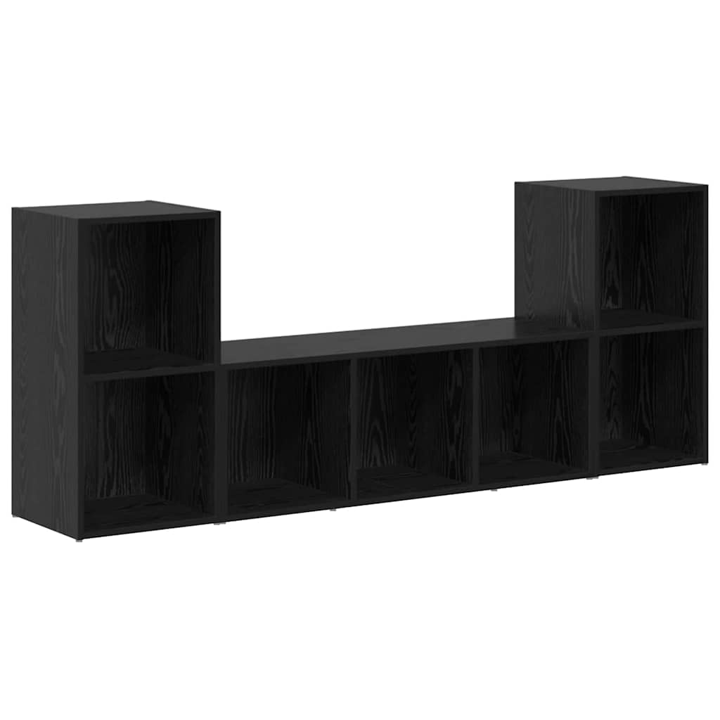 TV-Schränk 3 pcs Schwarz 107 x 35 x 37 cm Holzwerkstoff