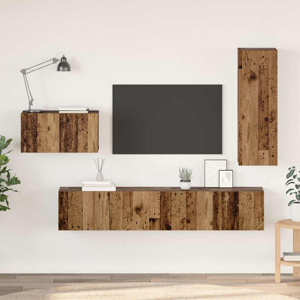 TV-Möbel-Set 4 pcs Altholz 30,5 x 30 x 90 cm Holzwerkstoff