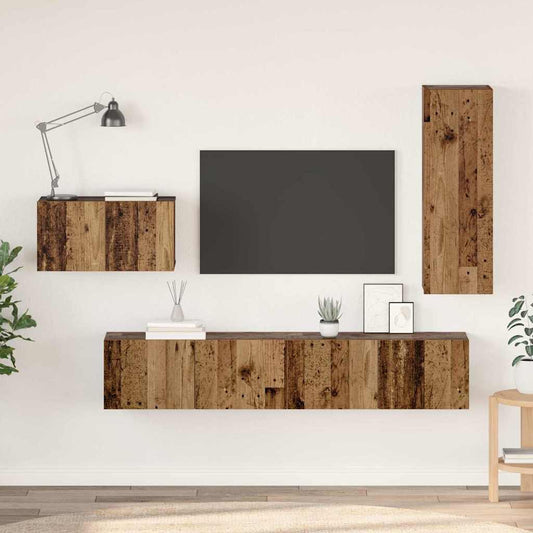 TV-Möbel-Set 4 pcs Altholz 30,5 x 30 x 90 cm Holzwerkstoff