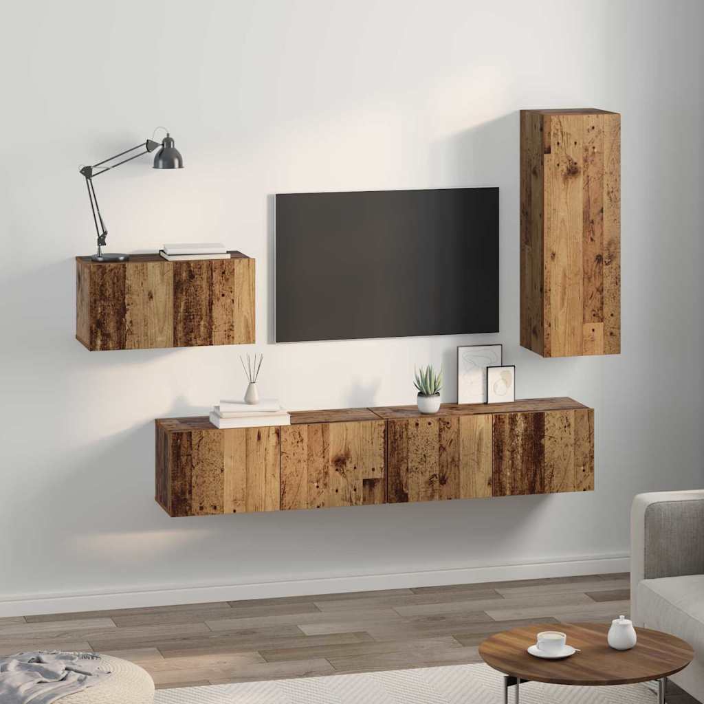 TV-Möbel-Set 4 pcs Altholz 30,5 x 30 x 90 cm Holzwerkstoff