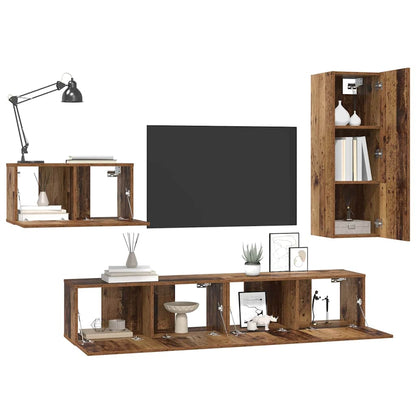 TV-Möbel-Set 4 pcs Altholz 30,5 x 30 x 90 cm Holzwerkstoff