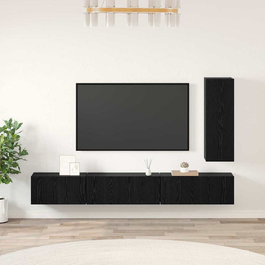 TV-Möbel-Set 4 pcs Schwarze Eiche 30,5 x 30 x 90 cm