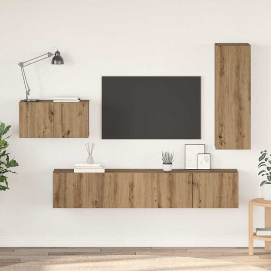 TV-Möbel-Set 4 pcs Eiche handwerklich 30,5 x 30 x 90 cm