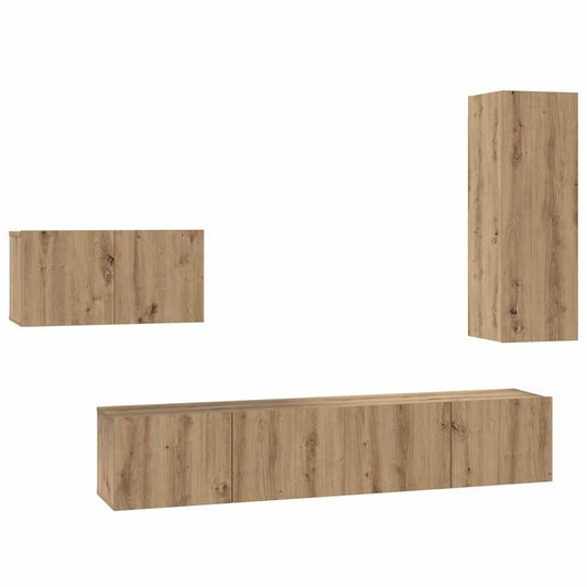 TV-Möbel-Set 4 pcs Eiche handwerklich 30,5 x 30 x 90 cm