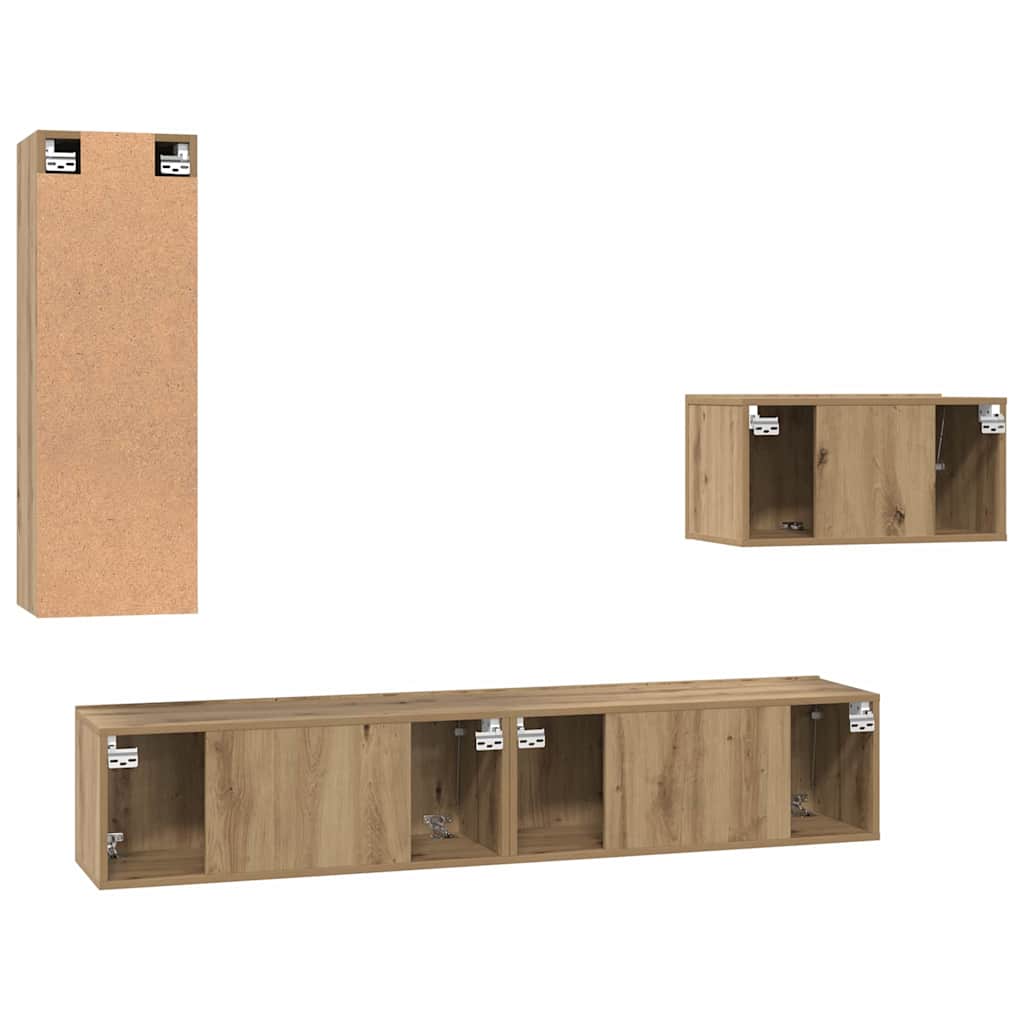TV-Möbel-Set 4 pcs Eiche handwerklich 30,5 x 30 x 90 cm