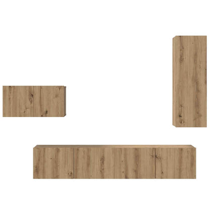 TV-Möbel-Set 4 pcs Eiche handwerklich 30,5 x 30 x 90 cm