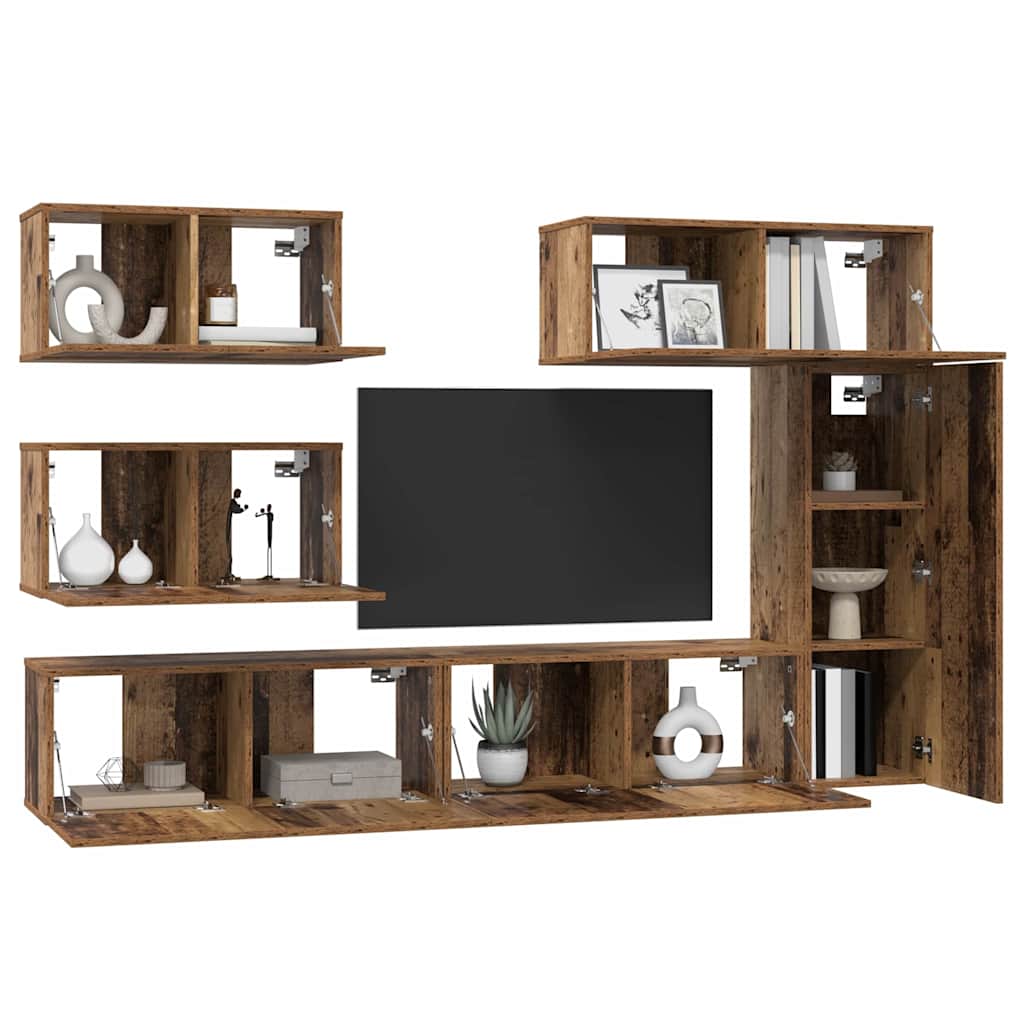 TV-Möbel-Set 6 pcs Altholz 30,5 x 30 x 90 cm Holzwerkstoff