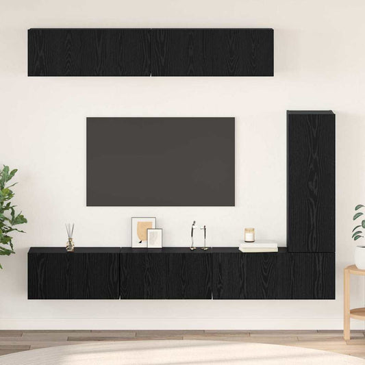 TV-Möbel-Set 6 pcs Schwarze Eiche 30,5 x 30 x 90 cm