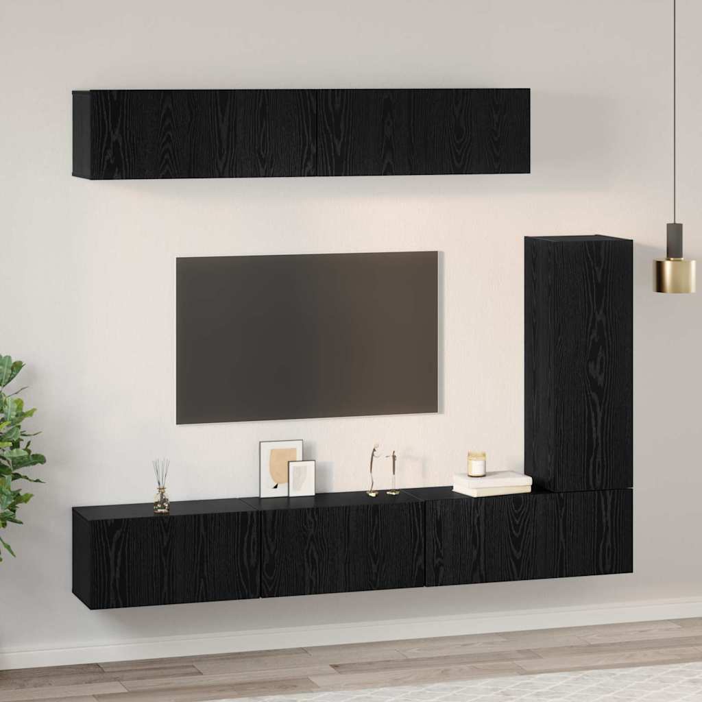 TV-Möbel-Set 6 pcs Schwarze Eiche 30,5 x 30 x 90 cm