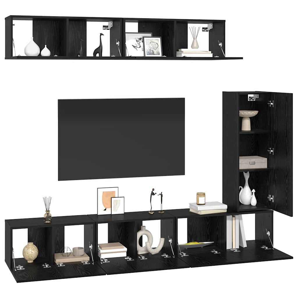 TV-Möbel-Set 6 pcs Schwarze Eiche 30,5 x 30 x 90 cm