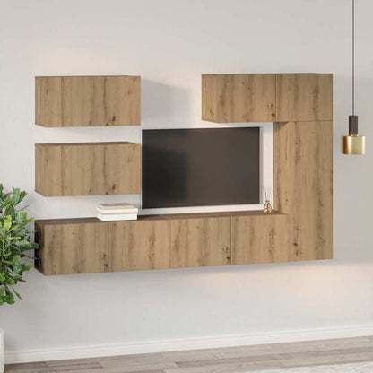 TV-Möbel-Set 6 pcs Eiche handwerklich 30,5 x 30 x 90 cm