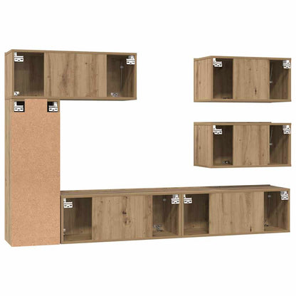 TV-Möbel-Set 6 pcs Eiche handwerklich 30,5 x 30 x 90 cm