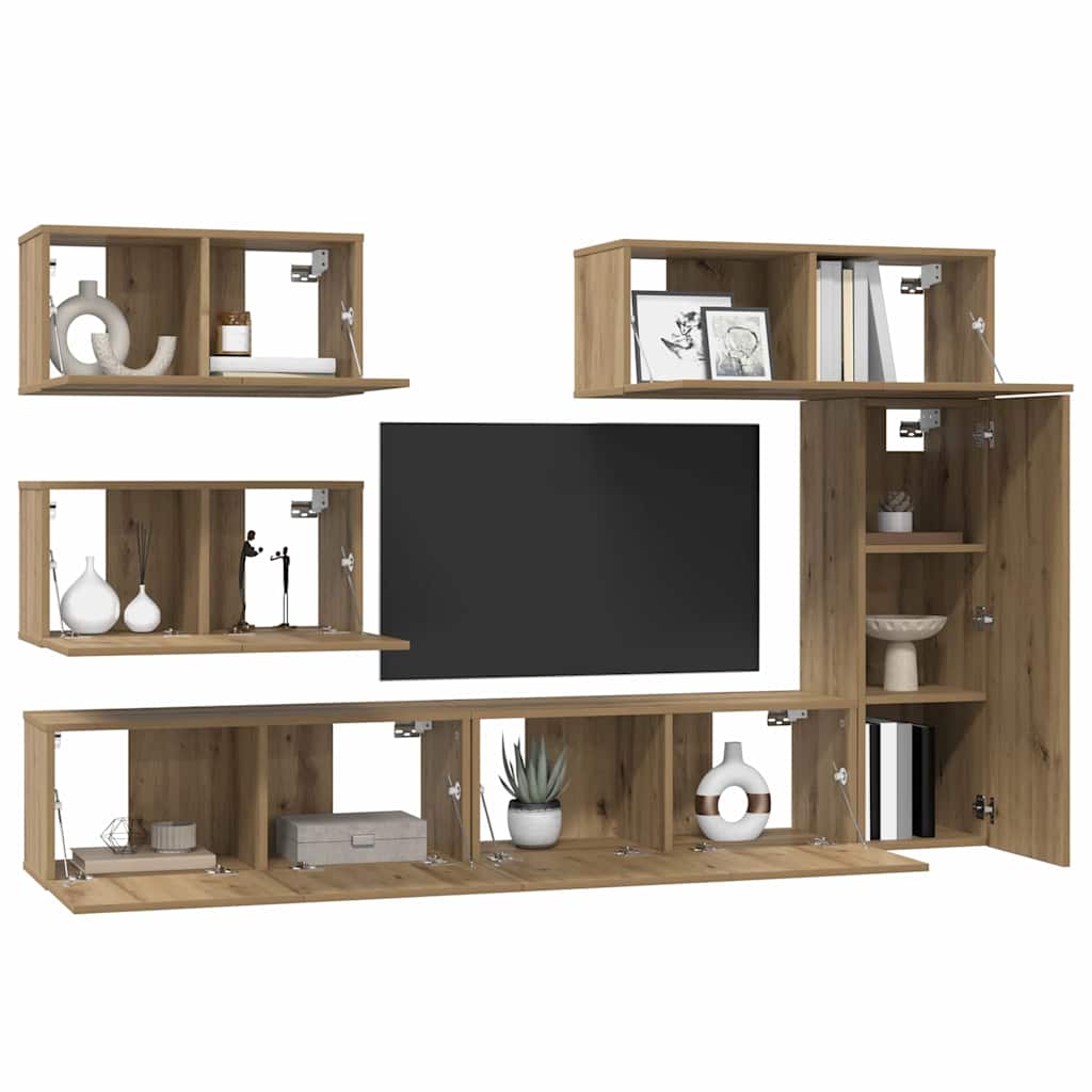 TV-Möbel-Set 6 pcs Eiche handwerklich 30,5 x 30 x 90 cm