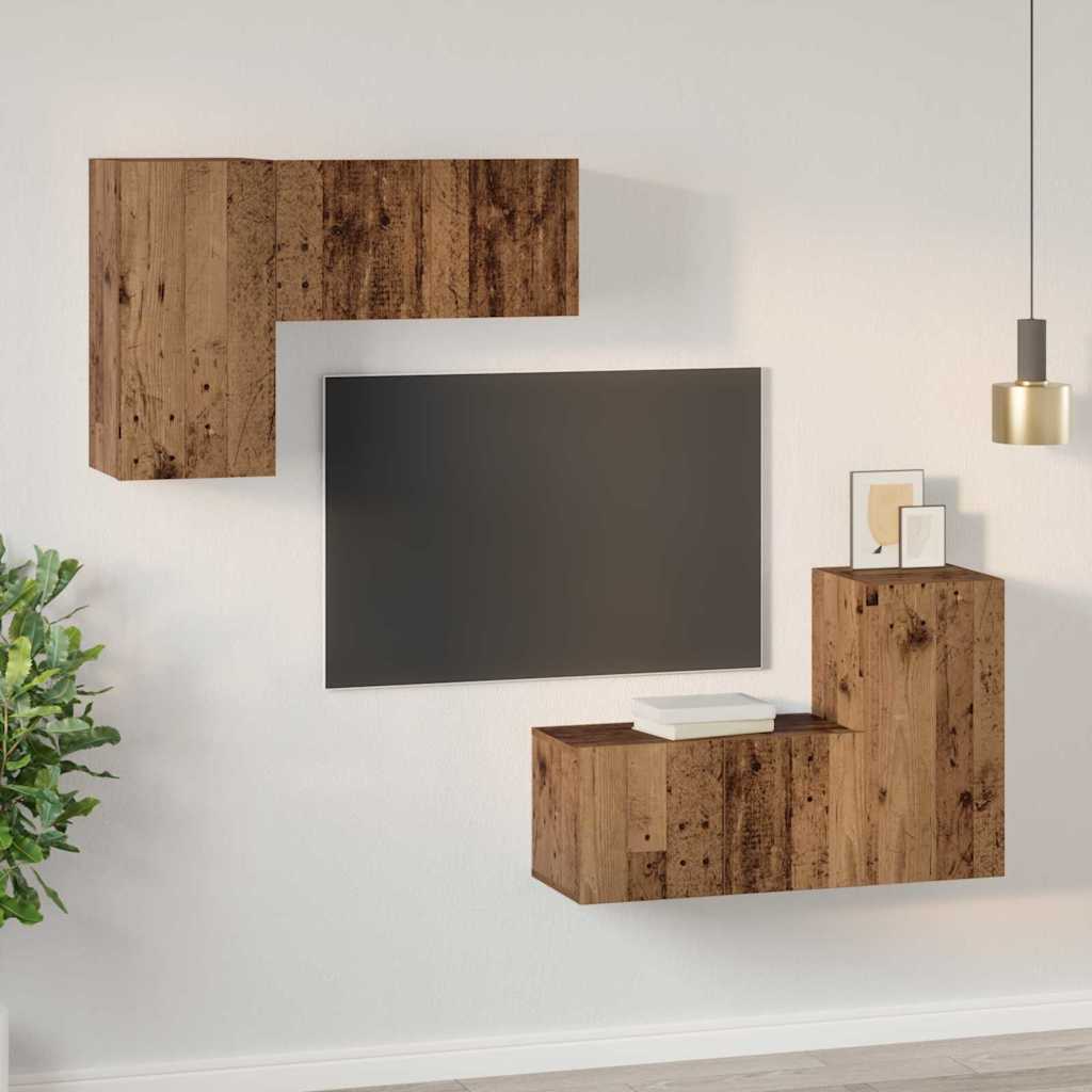 TV-Möbel-Set 4 pcs Altholz 60 x 30 x 30 cm Holzwerkstoff