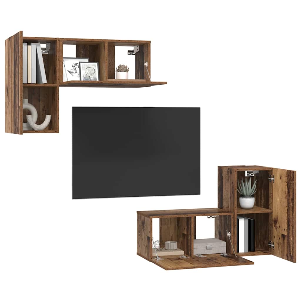 TV-Möbel-Set 4 pcs Altholz 60 x 30 x 30 cm Holzwerkstoff
