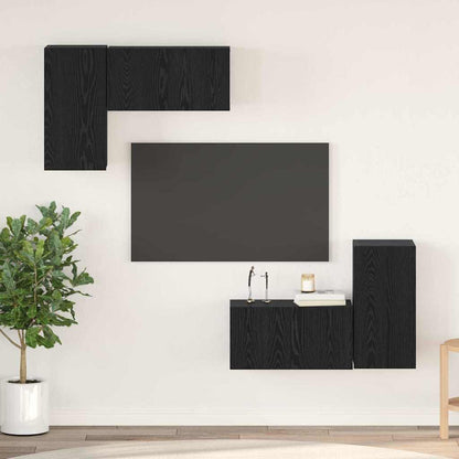 TV-Möbel-Set 4 pcs Schwarze Eiche 60 x 30 x 30 cm Holzwerkstoff