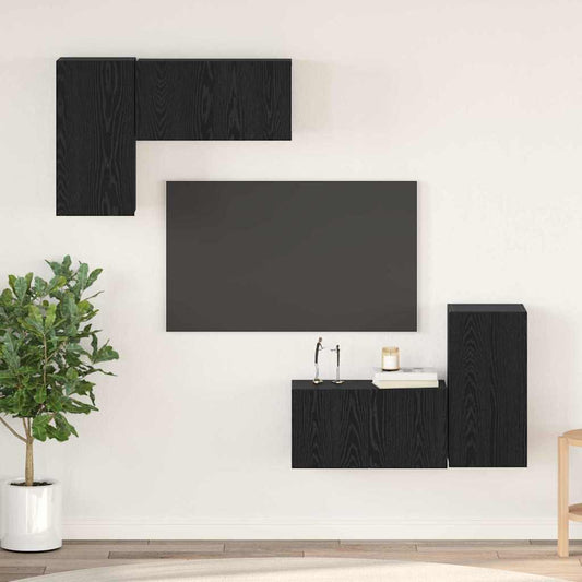 TV-Möbel-Set 4 pcs Schwarze Eiche 60 x 30 x 30 cm Holzwerkstoff
