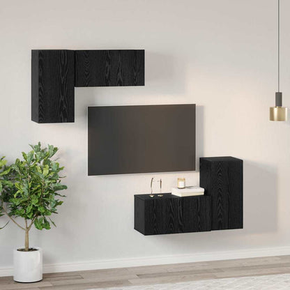 TV-Möbel-Set 4 pcs Schwarze Eiche 60 x 30 x 30 cm Holzwerkstoff