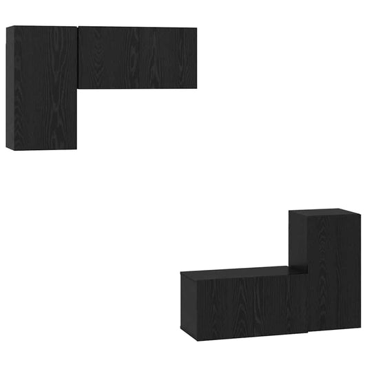 TV-Möbel-Set 4 pcs Schwarze Eiche 60 x 30 x 30 cm Holzwerkstoff