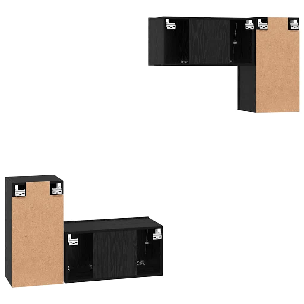 TV-Möbel-Set 4 pcs Schwarze Eiche 60 x 30 x 30 cm Holzwerkstoff