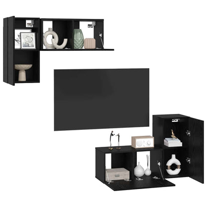 TV-Möbel-Set 4 pcs Schwarze Eiche 60 x 30 x 30 cm Holzwerkstoff