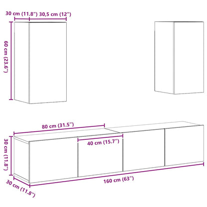 TV-Möbel-Set 4 pcs Altholz 160 x 30 x 30 cm Holzwerkstoff