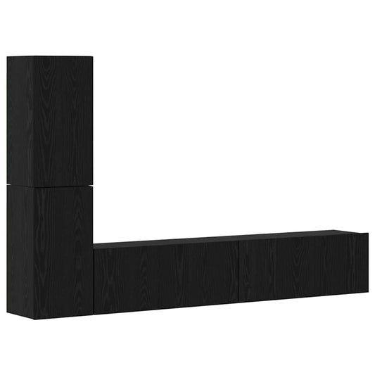 Wand TV Schrank Wandmontiert 4 pcs Schwarze Eiche Holzwerkstoff