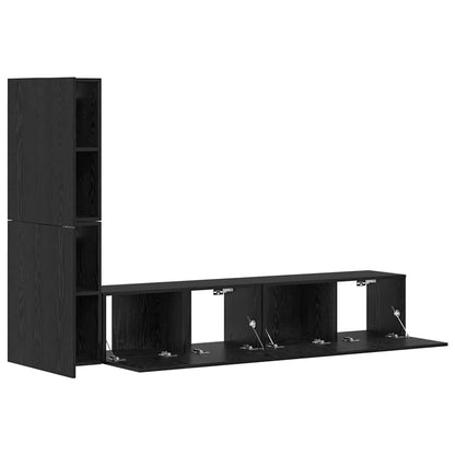 Wand TV Schrank Wandmontiert 4 pcs Schwarze Eiche Holzwerkstoff