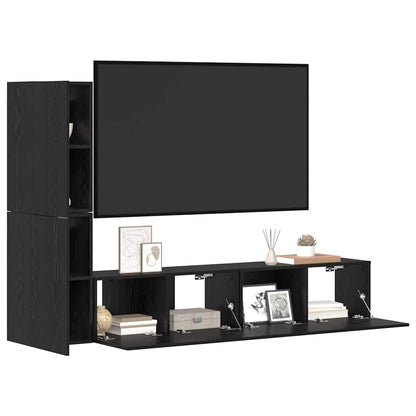 Wand TV Schrank Wandmontiert 4 pcs Schwarze Eiche Holzwerkstoff