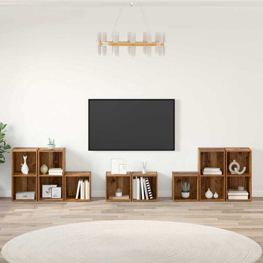 TV-Schrank Set 8 pcs Altholz 37 x 35 x 72 cm Holzwerkstoff