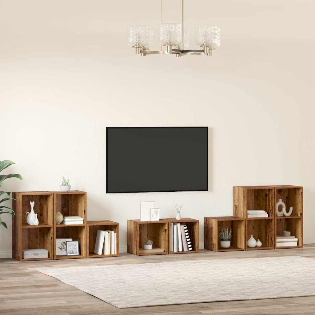 TV-Schrank Set 8 pcs Altholz 37 x 35 x 72 cm Holzwerkstoff