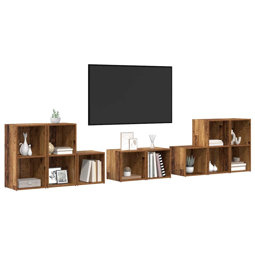 TV-Schrank Set 8 pcs Altholz 37 x 35 x 72 cm Holzwerkstoff