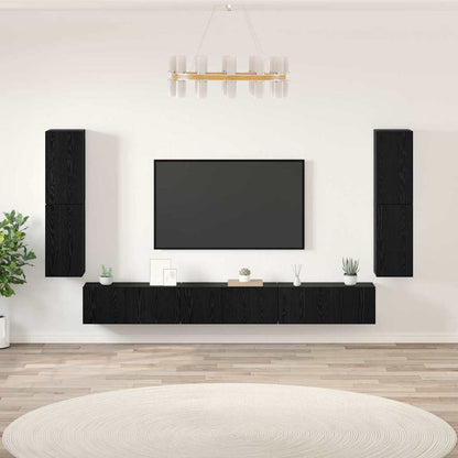 TV-Möbel-Set 5 pcs Schwarze Eiche Holzwerkstoff