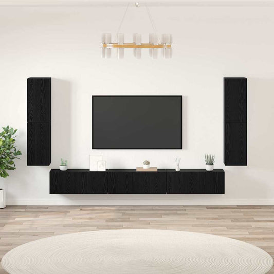 TV-Möbel-Set 5 pcs Schwarze Eiche Holzwerkstoff